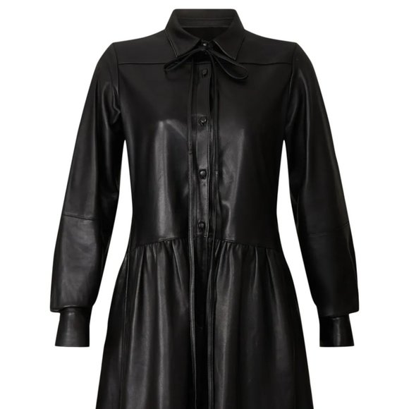 Rebecca Taylor Vegan Leather Romper Black Button Up Zip One Piece Size 10 - Picture 2 of 8